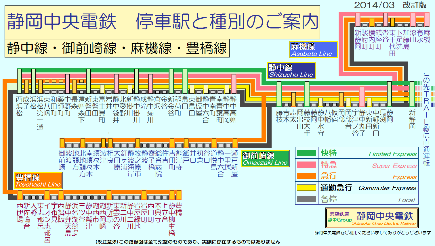 架空鉄道 静岡中央電鉄 架空 路線図